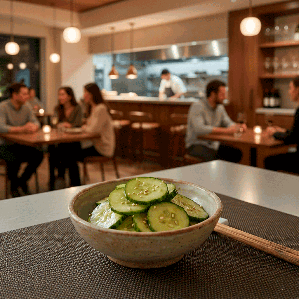 Banchan de pepino como acompa&ntilde;amiento ligero de comida coreana