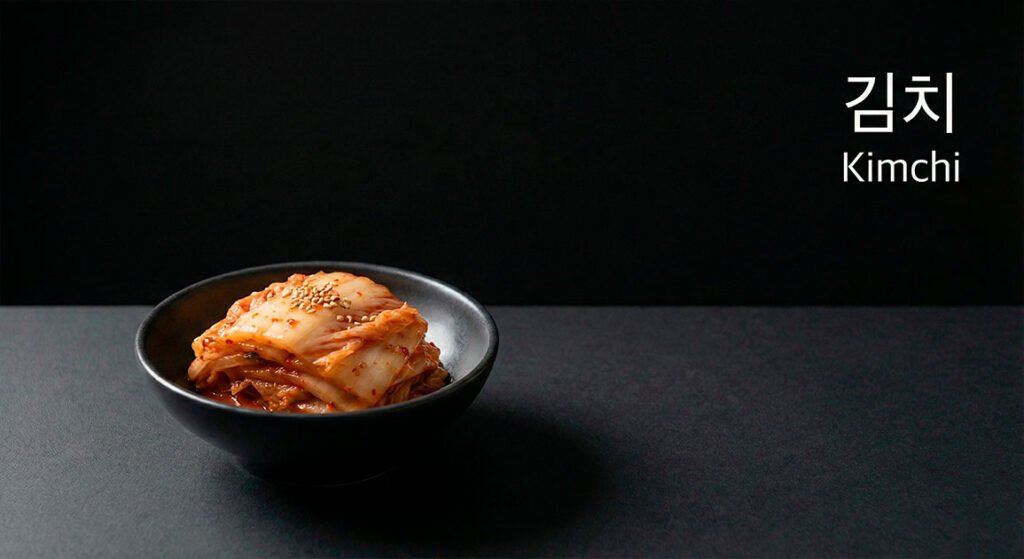 Desayuno coreano tradicional Kimchi (김치), fermentado de col napa con chile y especias.