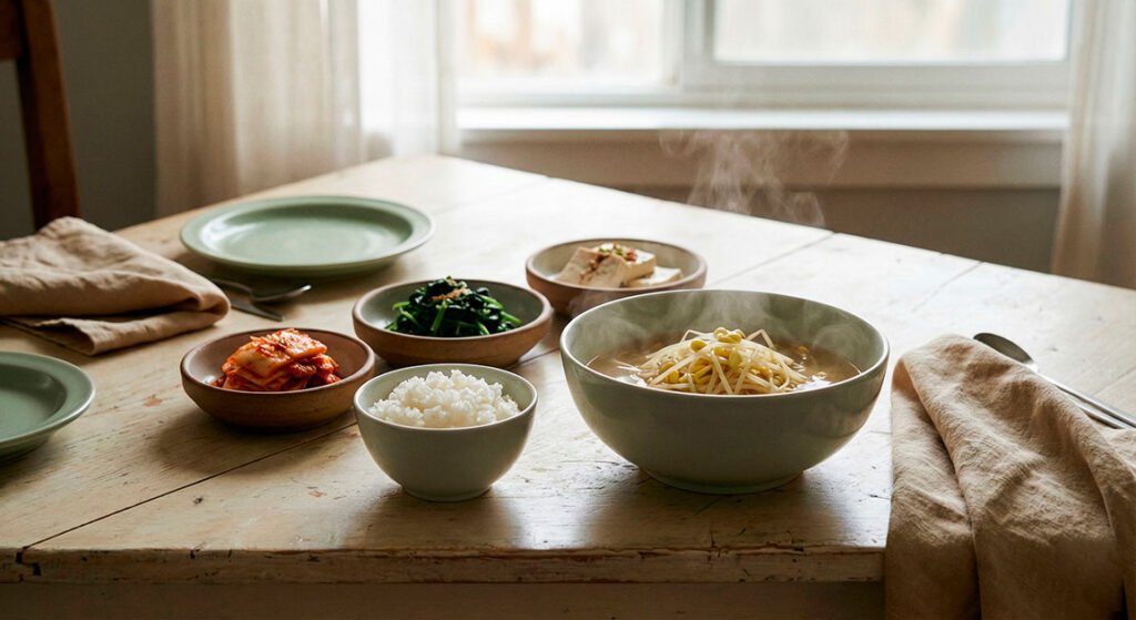 Kongnamul-guk, sopa coreana de brotes de soya ligera para el desayuno
Kongnamul-guk | Sopa coreana ligera para el desayuno
Sopa clara de brotes de soya al estilo coreano: ligera, reconfortante y perfecta para empezar la ma&ntilde;ana sin pesadez.